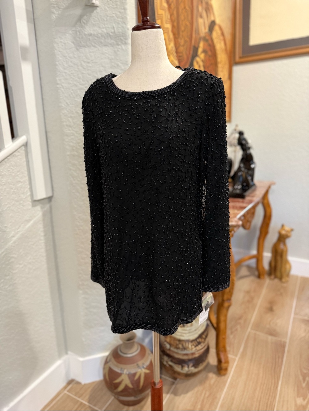 NWT VTG PAPELL BOUTIQUE Evenings Beaded Silk Tunic